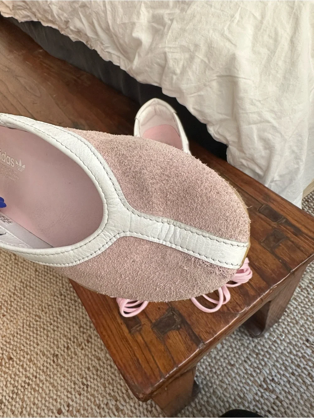 adidas mae taekwondo pink suede Mary Jane flat sneakers with new laces
